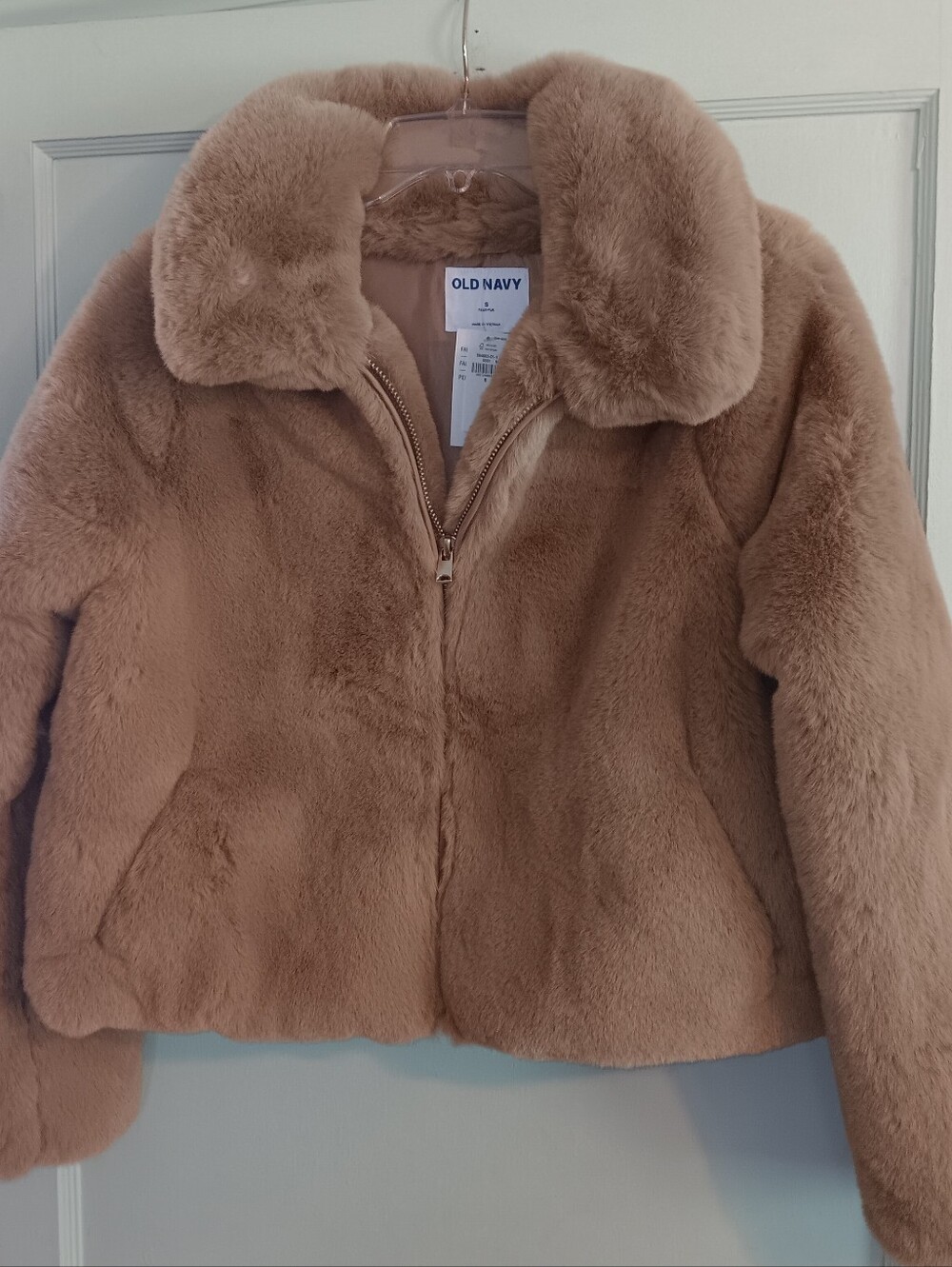 Old Navy Plush Faux Fur Jacket Camel Tan Size Small NWT